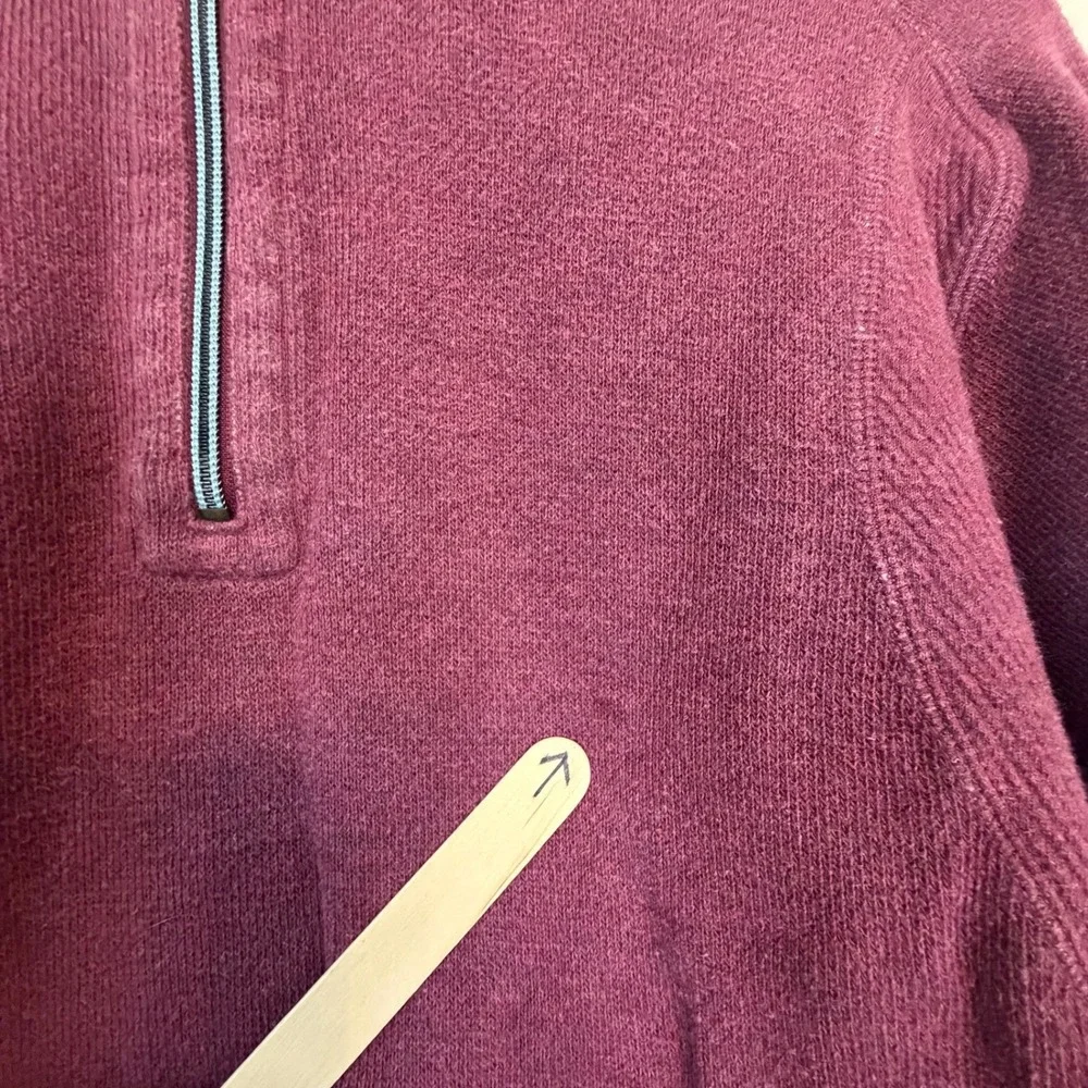 Tommy Bahama Mens XL Quarter Zip Pullover Burgundy Heather Mock Neck Marlin Logo